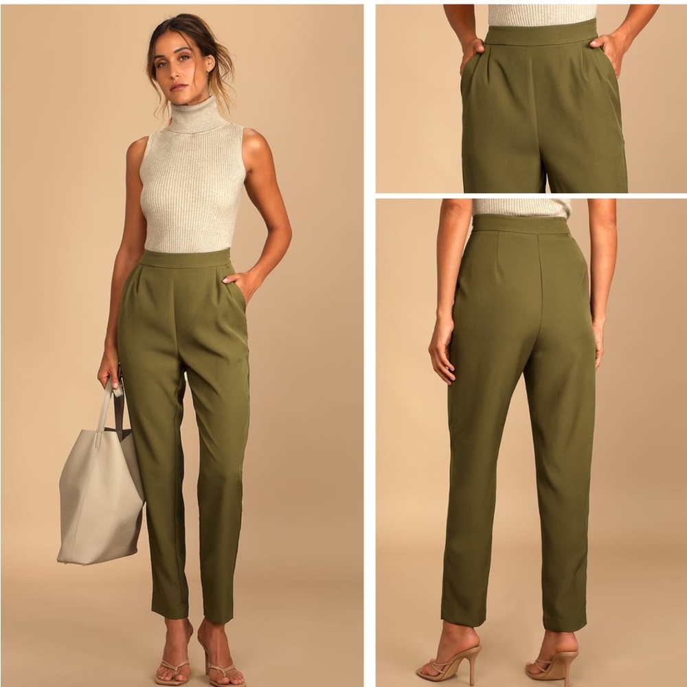Lulu’s Like Clockwork Olive Green Trouser Pants